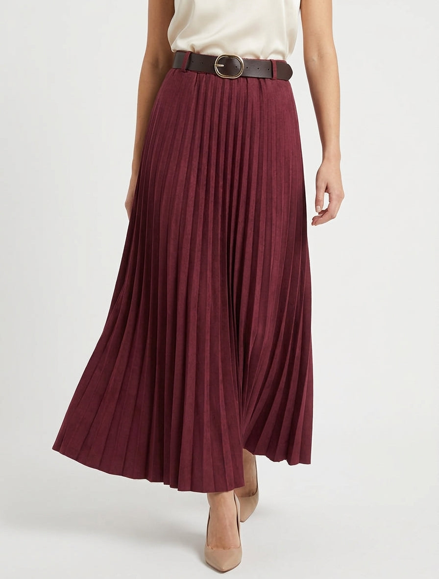 Langer plissierter Rock mit hoher Taille