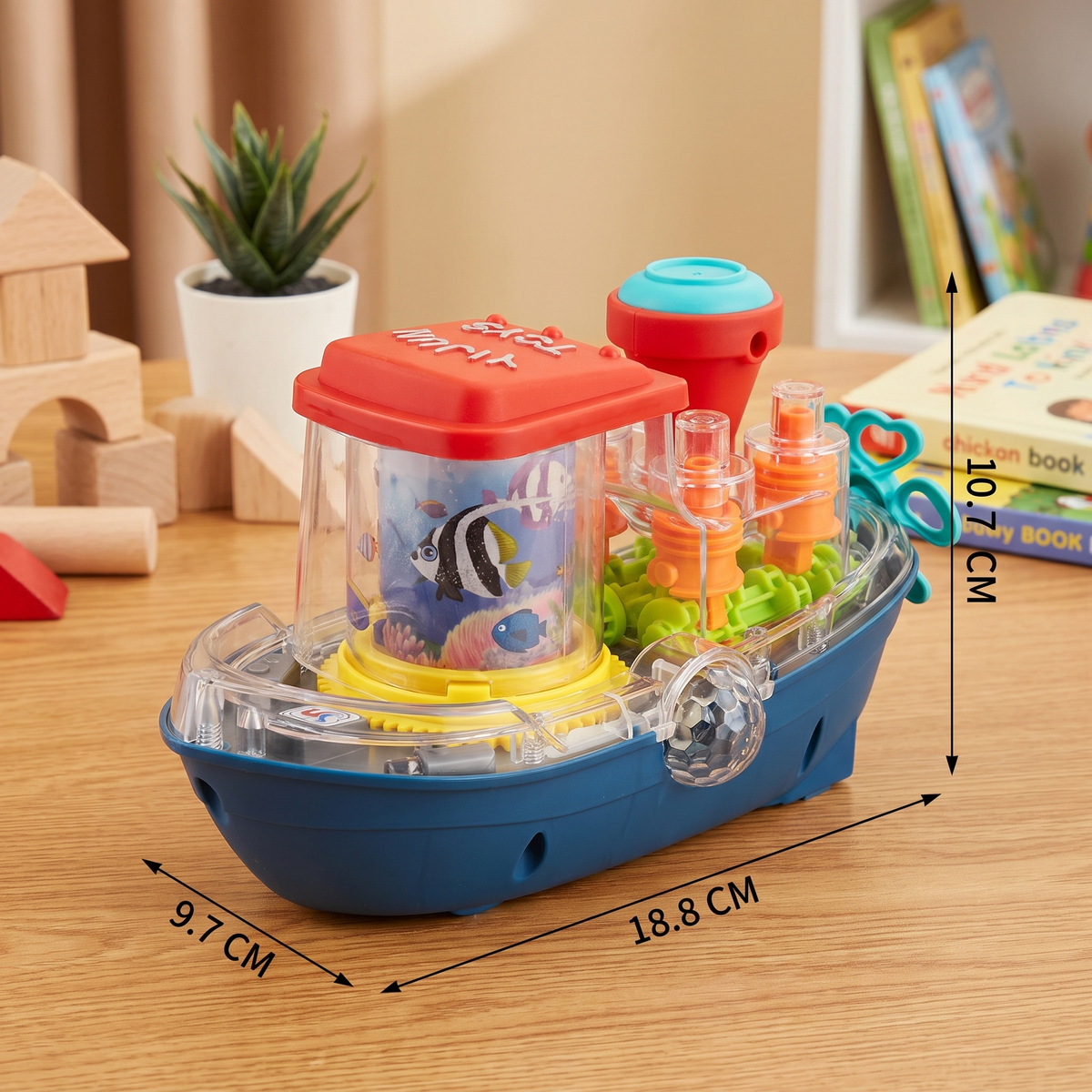Leuchtboot mit Zahnrädern – Musikalisches Elektrisches Spielzeugboot für Kinder