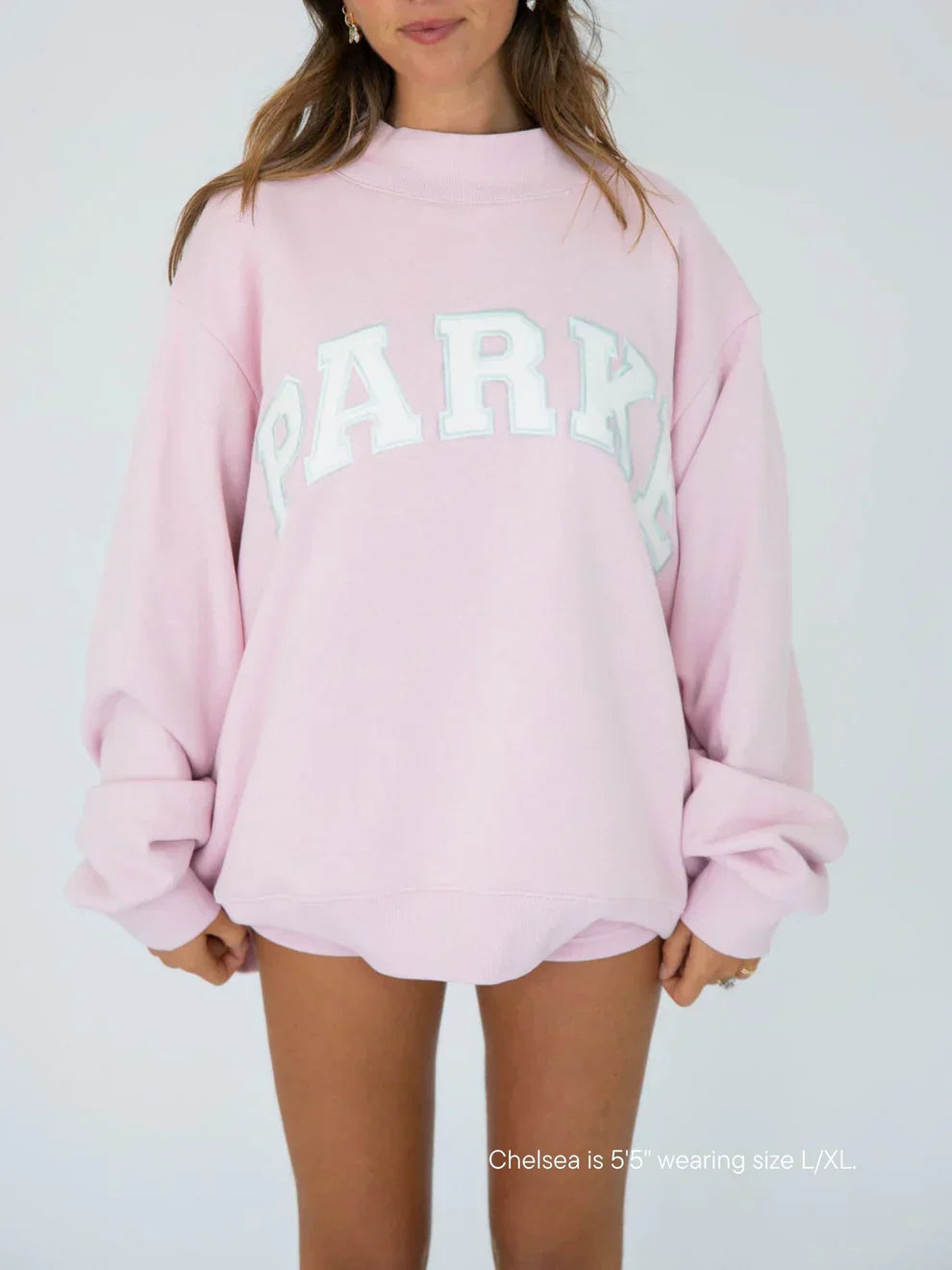 Damen Oversized Hoodie mit Chenille-Schriftzug