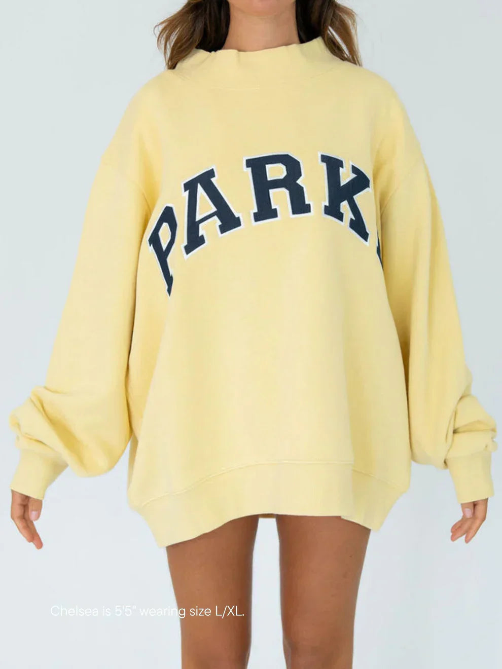 Damen Oversized Hoodie mit Chenille-Schriftzug