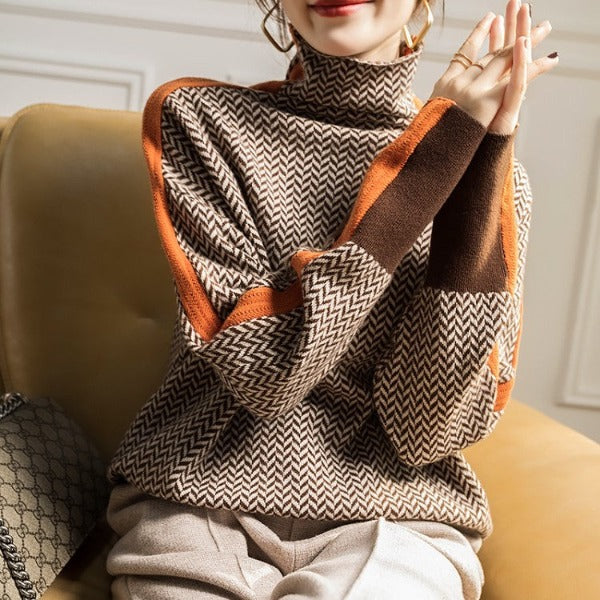 Avery Eleganter Kontrastrollkragenpullover
