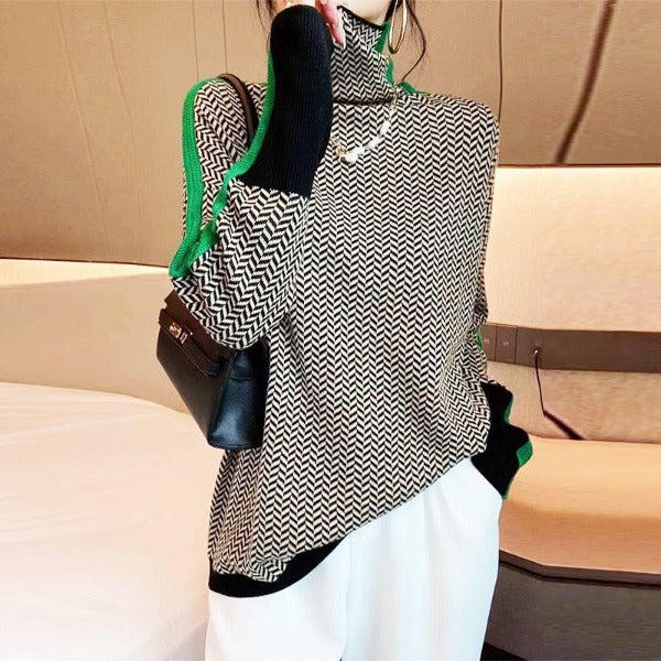 Avery Eleganter Kontrastrollkragenpullover
