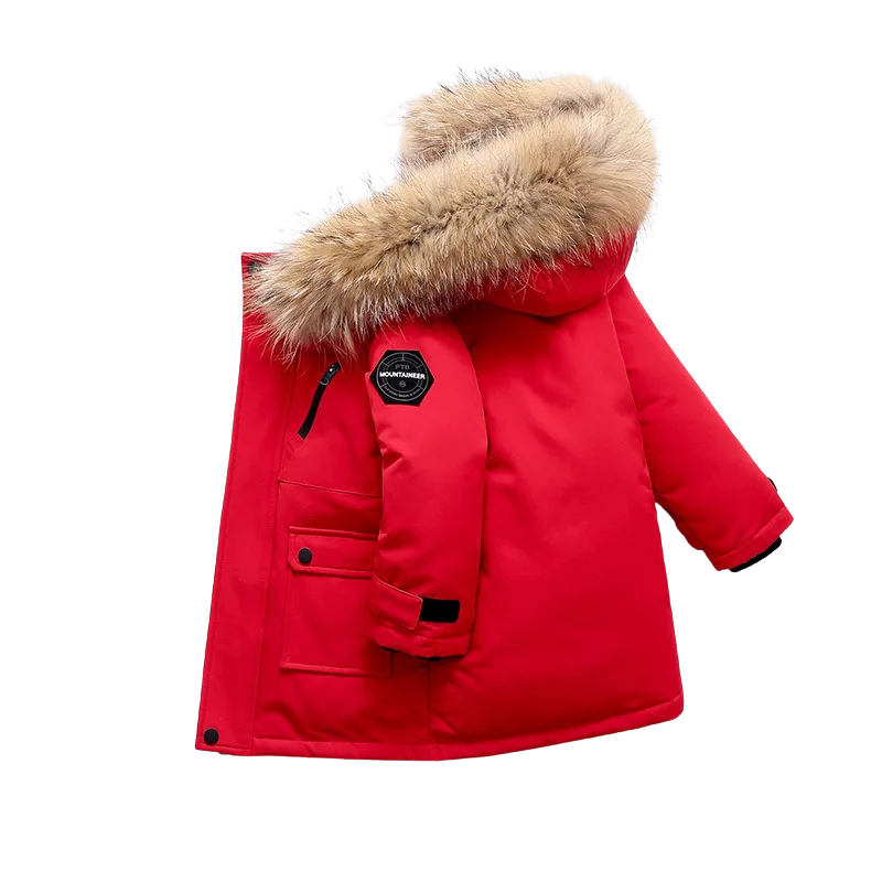 Warmer Wintermantel mit plüschigem Fellbesatz