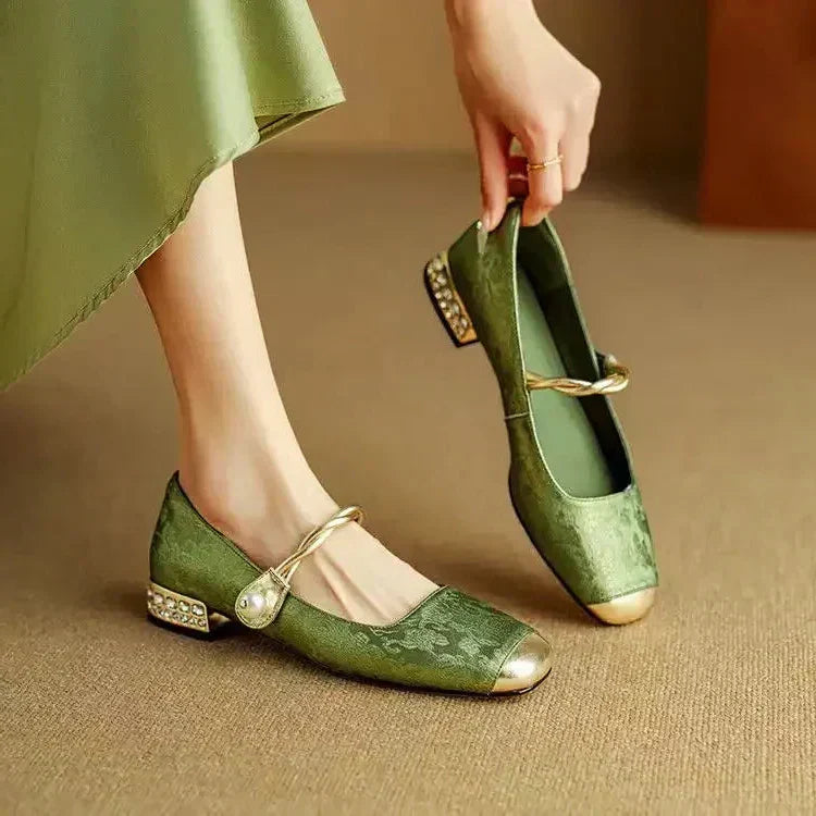 Vintage Geflochtene Perlenriemen Schuhe