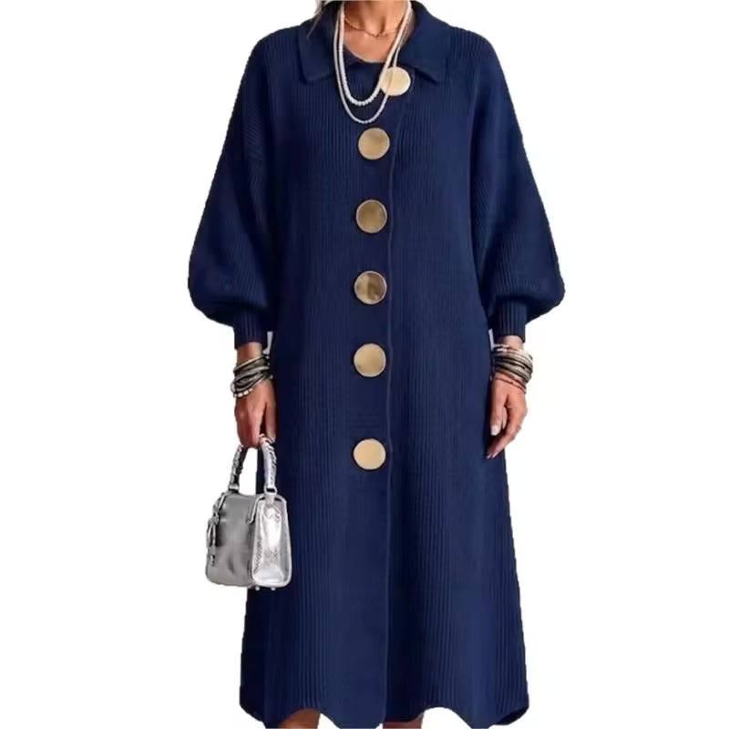Langärmliges Durchgeknöpftes Kleid