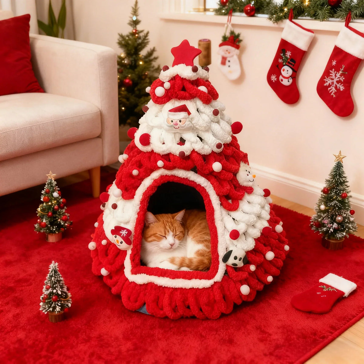 Weihnachtsbaum Katzenhaus & kuscheliges Bett