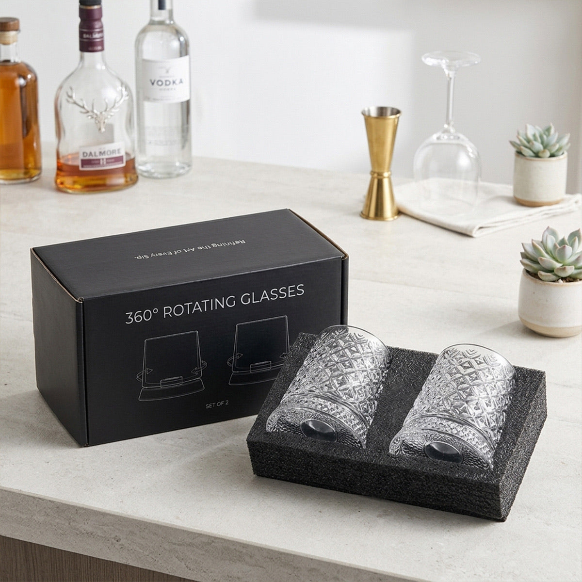 Tokyo Kristall Drehbares Whiskeyglas mit Basis