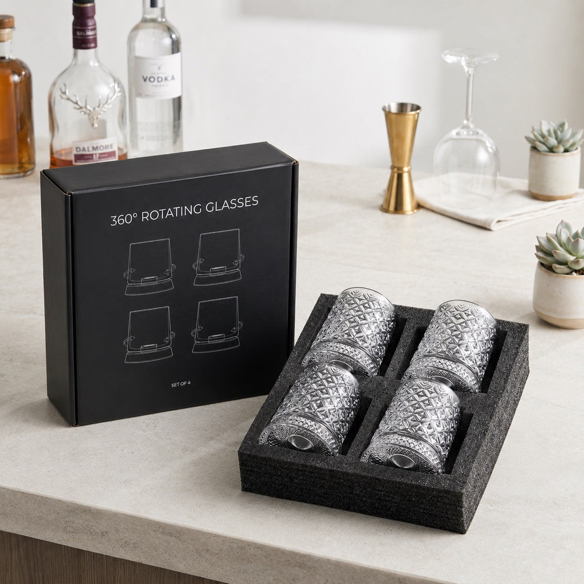 Tokyo Kristall Drehbares Whiskeyglas mit Basis