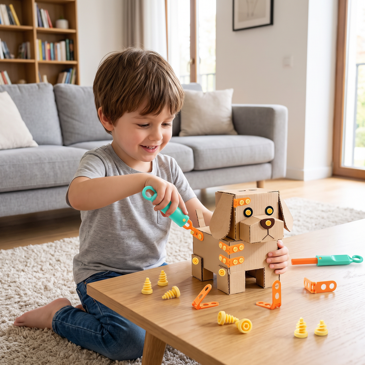 Sicheres 100-teiliges STEM-Karton-Baukastens mit Werkzeugset für Kinder