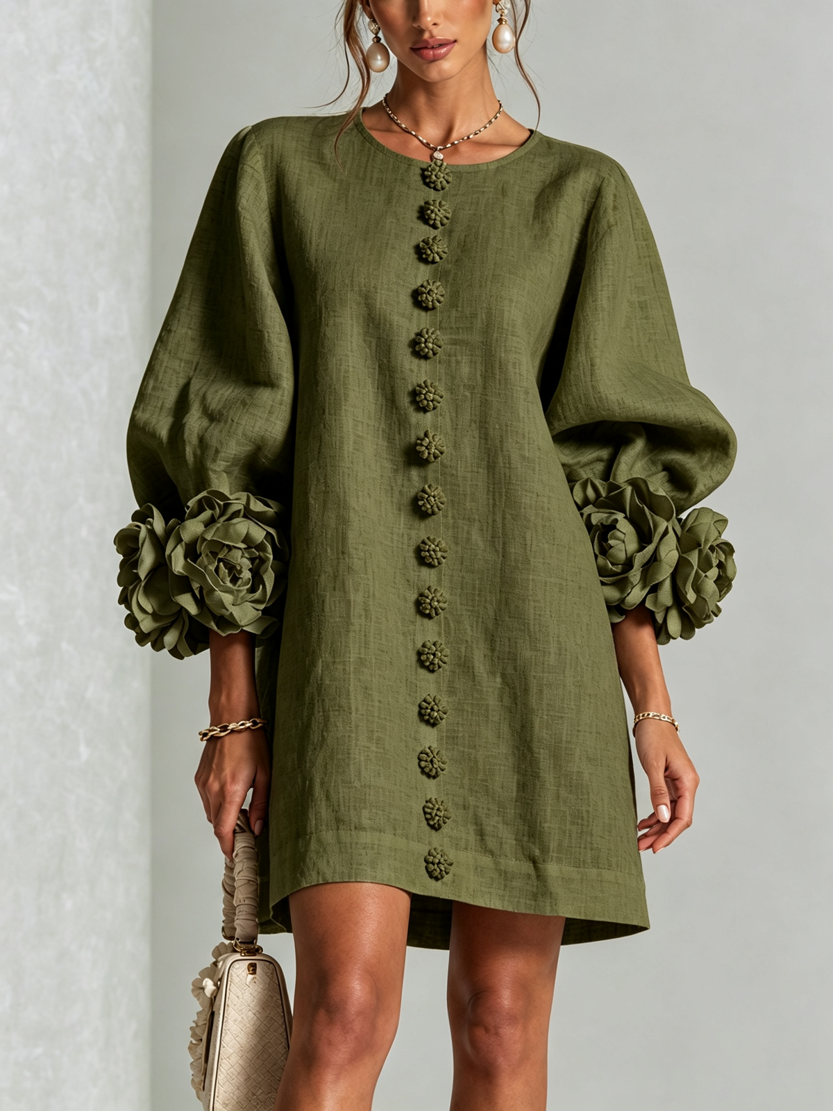 Florence Blumen-Blusenkleid Mini