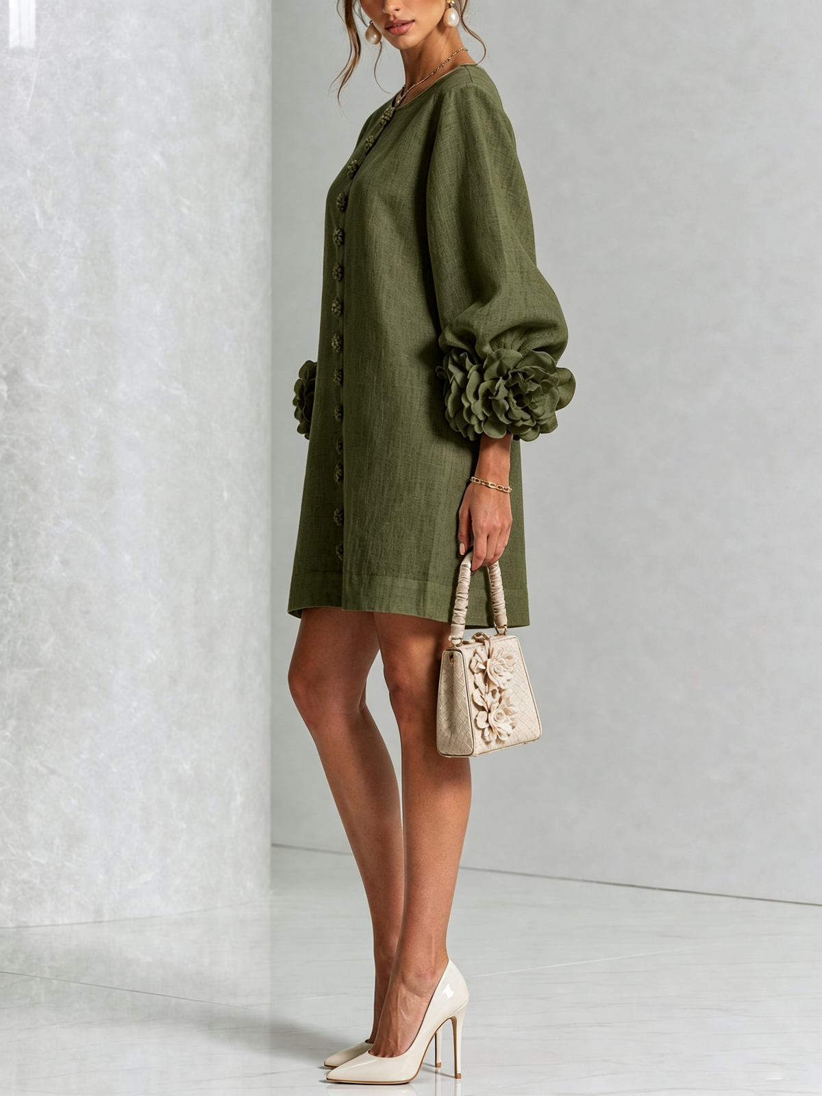 Florence Blumen-Blusenkleid Mini