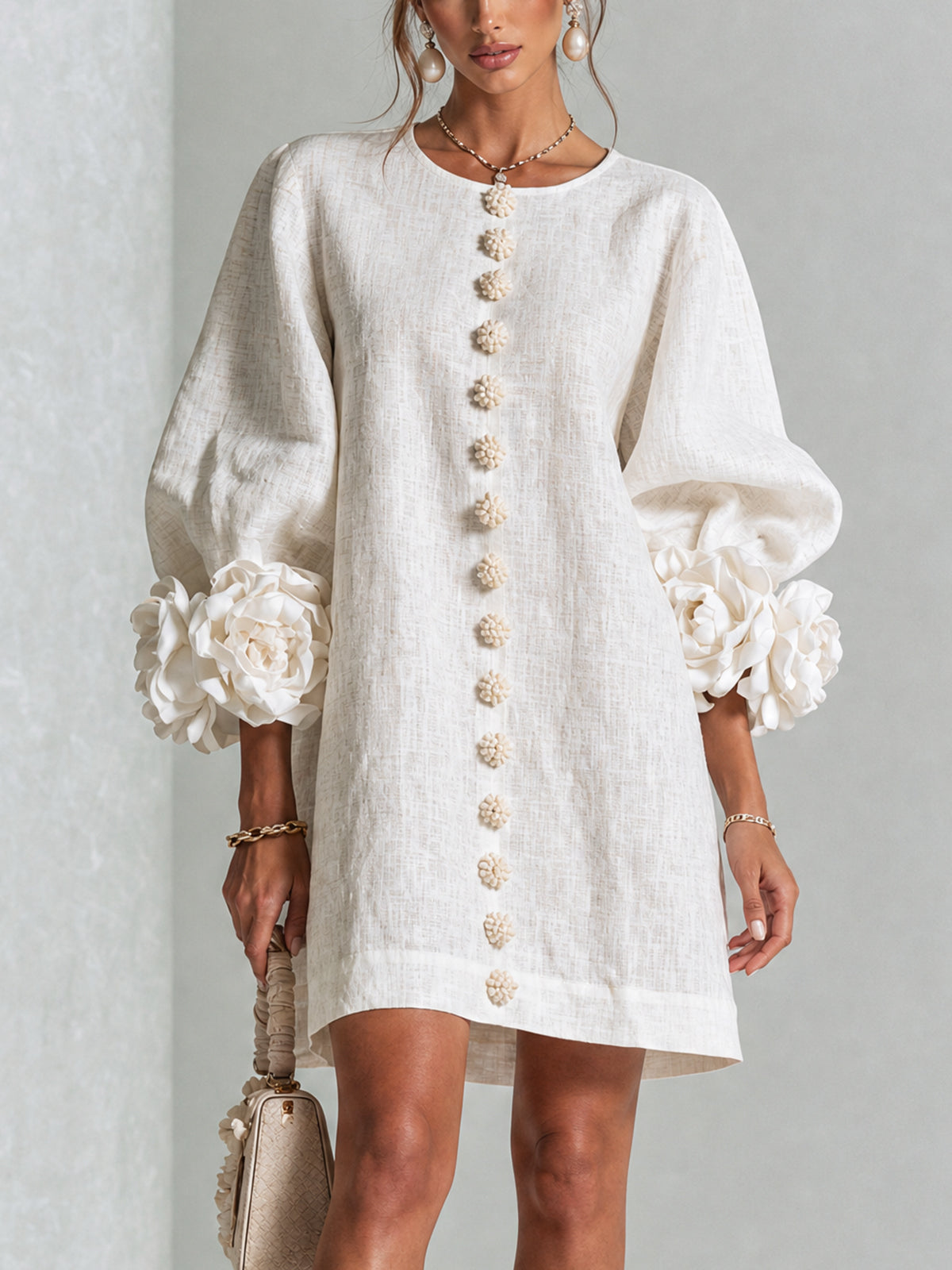 Florence Blumen-Blusenkleid Mini