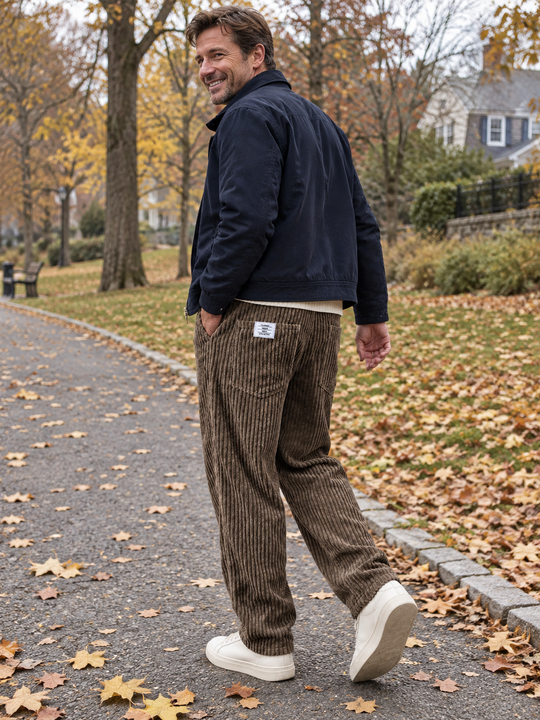 Relaxed Fit Dicke Cord-Hose mit Kordelzug