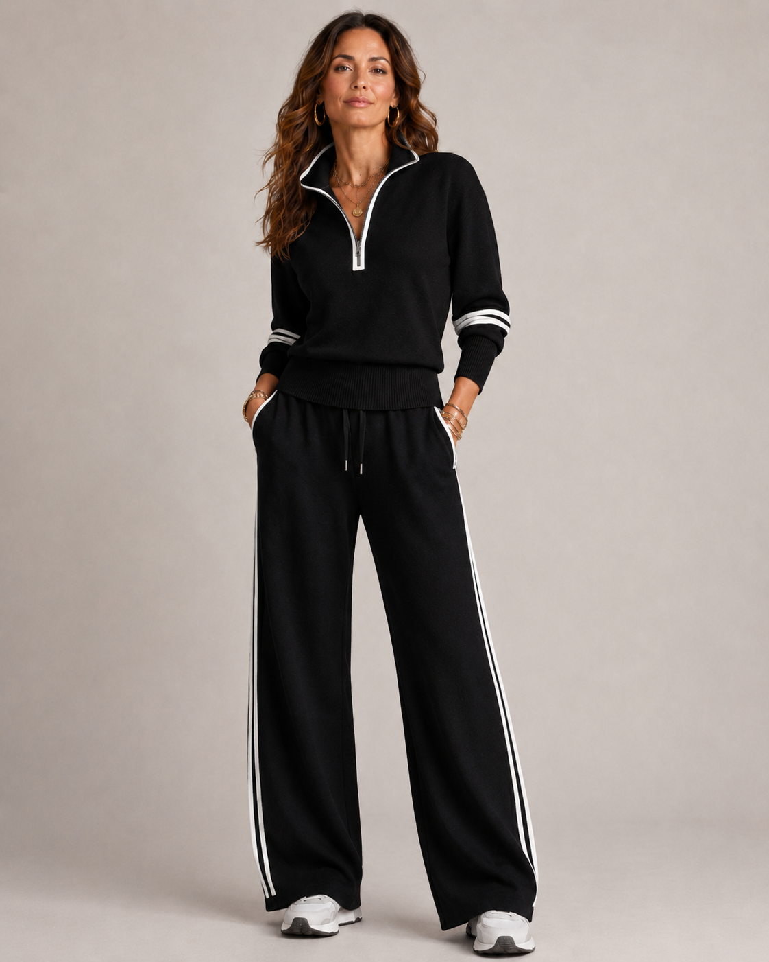 Ensemble Pantalon Zip Mi-Haut pour Femmes