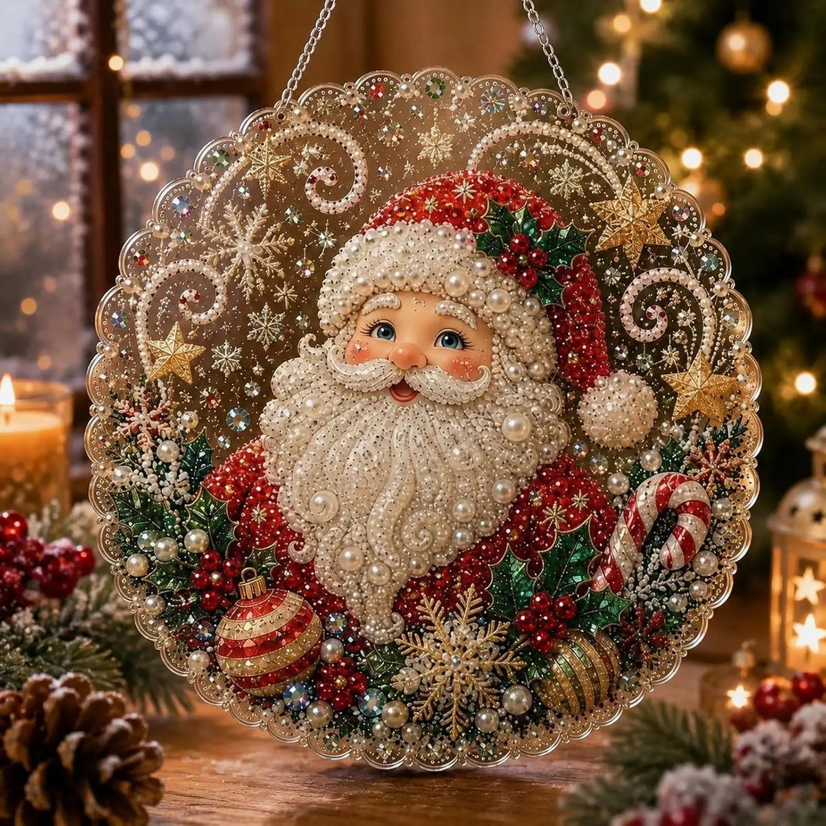 Weihnachts-Perlen-Diamond-Painting-Suncatcher-Bastelset