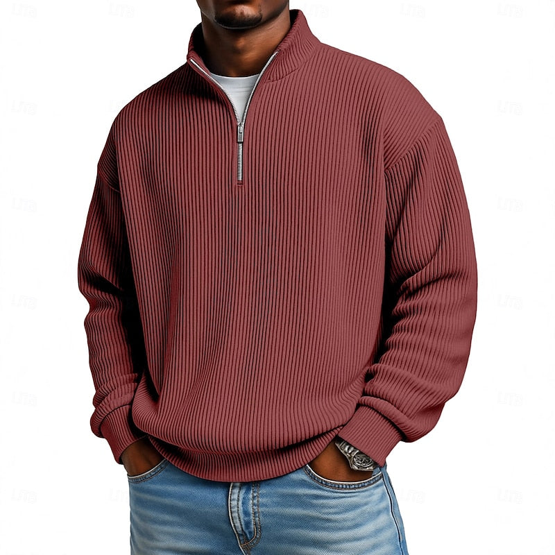 Harlan Gerippter Viertelreißverschluss-Pullover