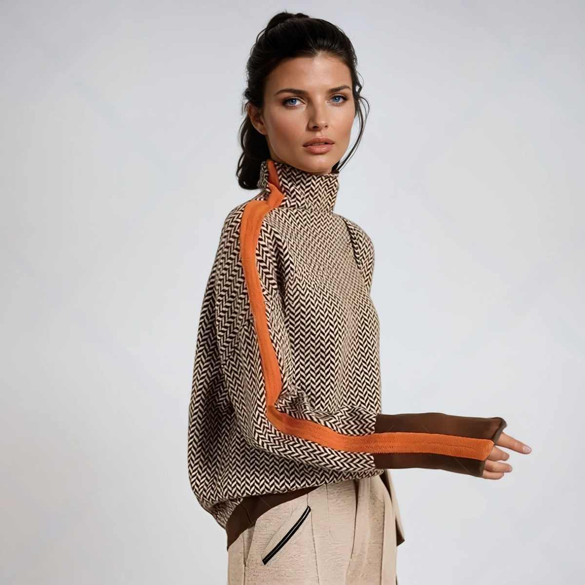 Avery Eleganter Kontrastrollkragenpullover