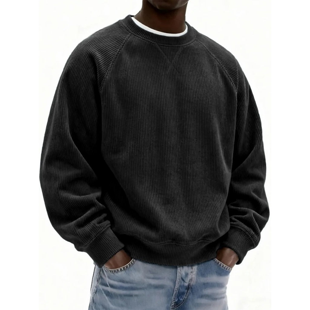 Strukturiertes Cord-Rundhals-Sweatshirt
