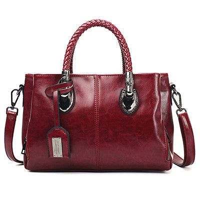 Damenvintage-Handtasche aus echtem Leder · Weich und elegant, kann in der Hand oder an der Schulter getragen werden