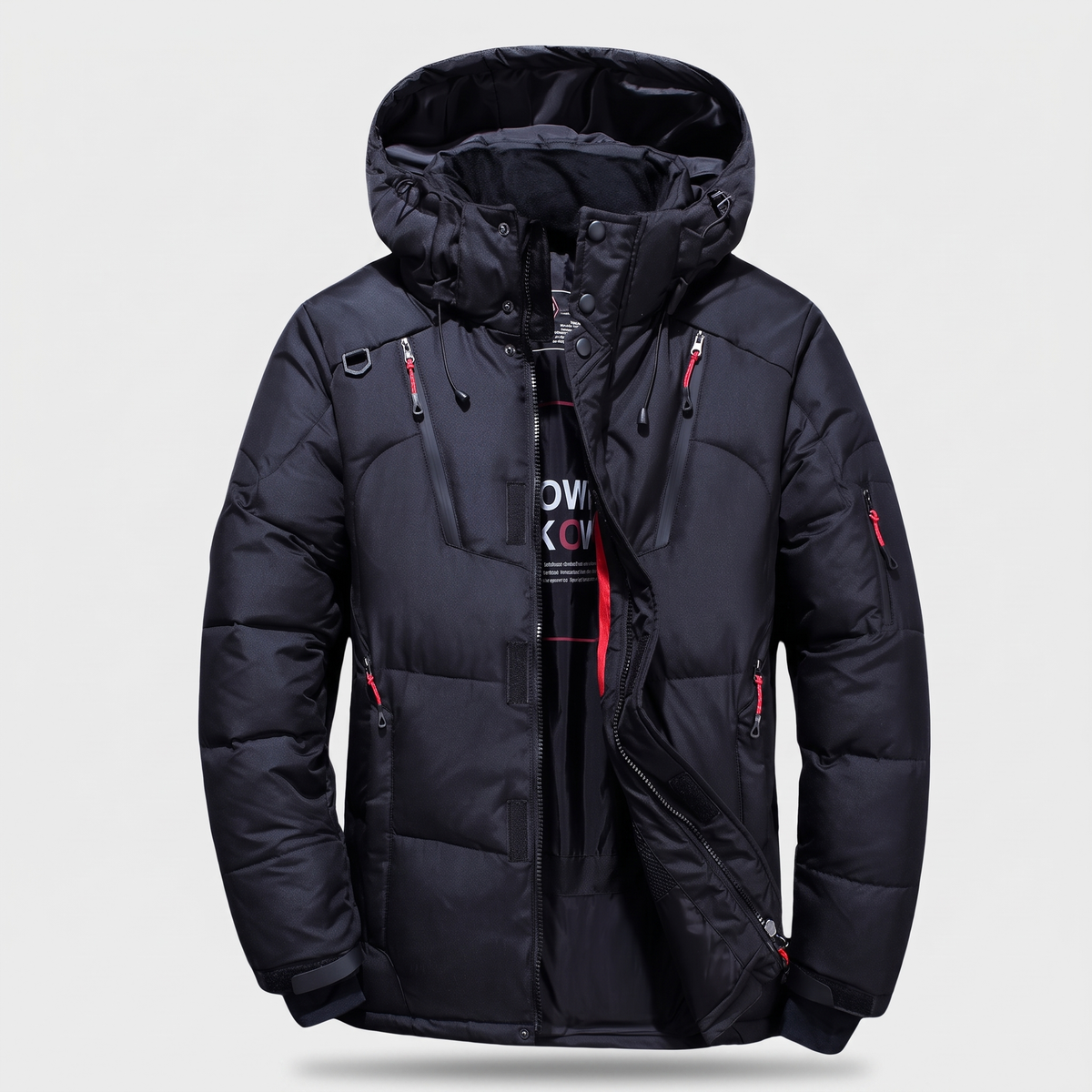 Herren-Pufferjacke - 7-Taschen-Daunenjacke mit Kapuze für den Winter