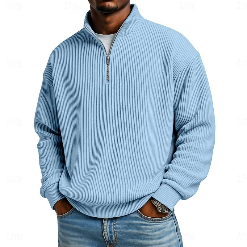Harlan Gerippter Viertelreißverschluss-Pullover