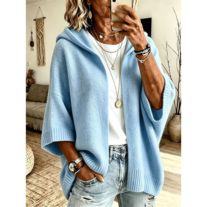 Harriet Gemütliche Kapuzen-Strickjacke mit offenem Schnitt