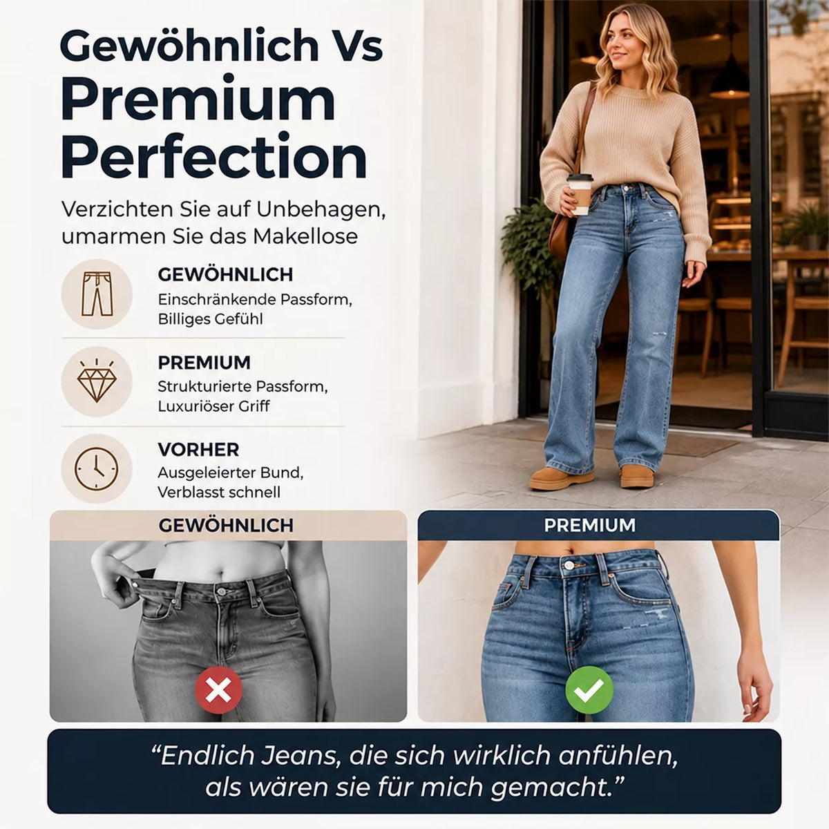 Damen Freizeit-Jeans mit elastischem Hochbund