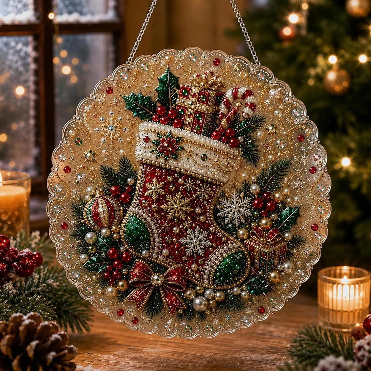 Weihnachts-Perlen-Diamond-Painting-Suncatcher-Bastelset