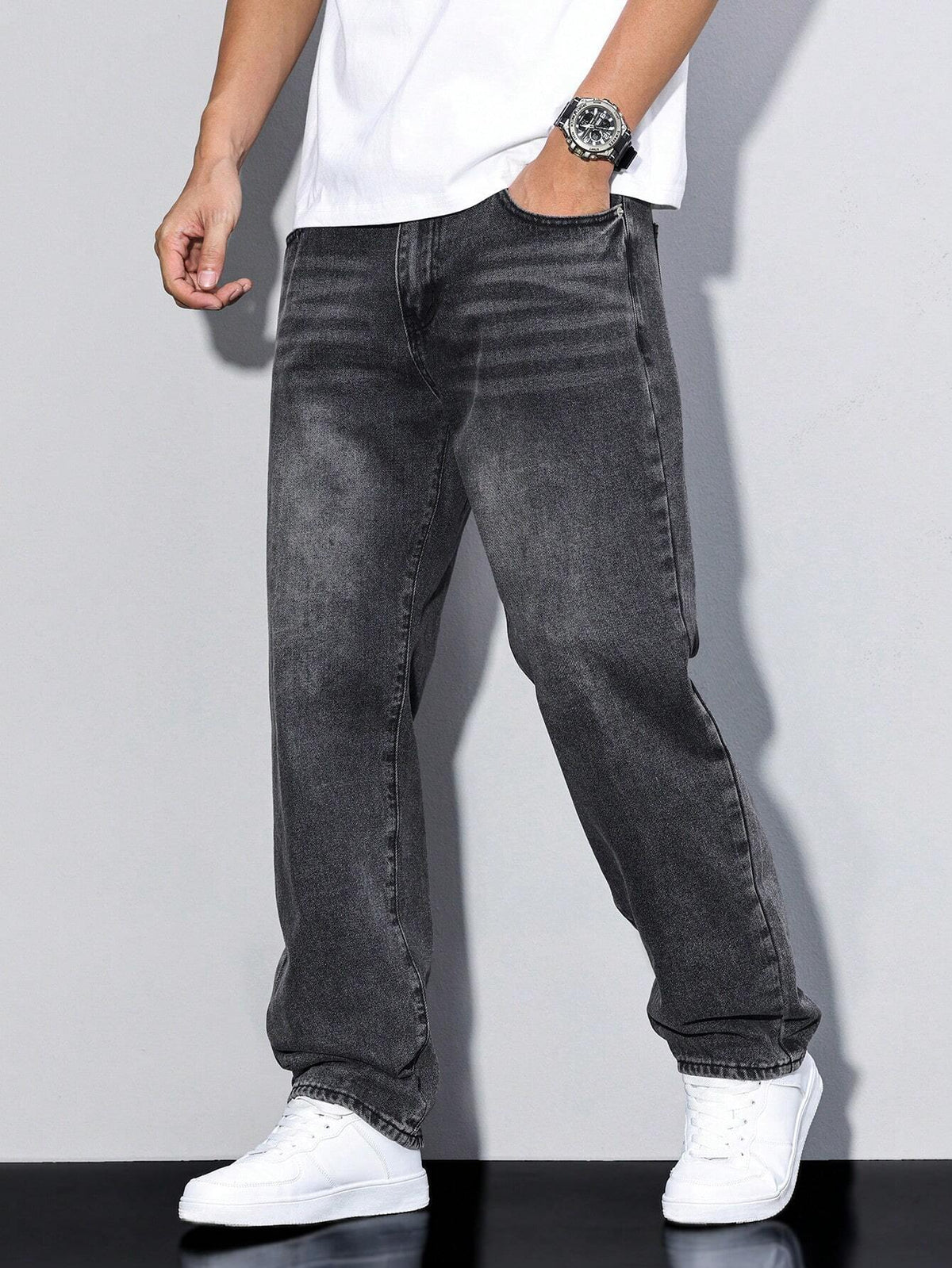 Daan Einfarbige Casual Herren-Jeans