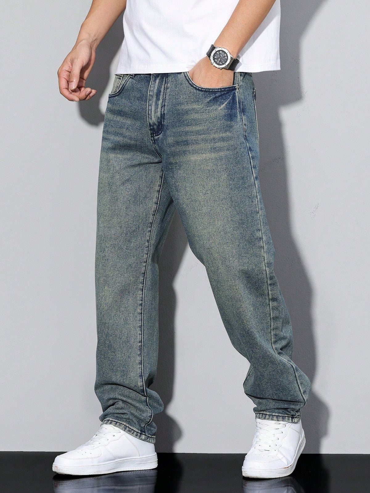 Daan Einfarbige Casual Herren-Jeans