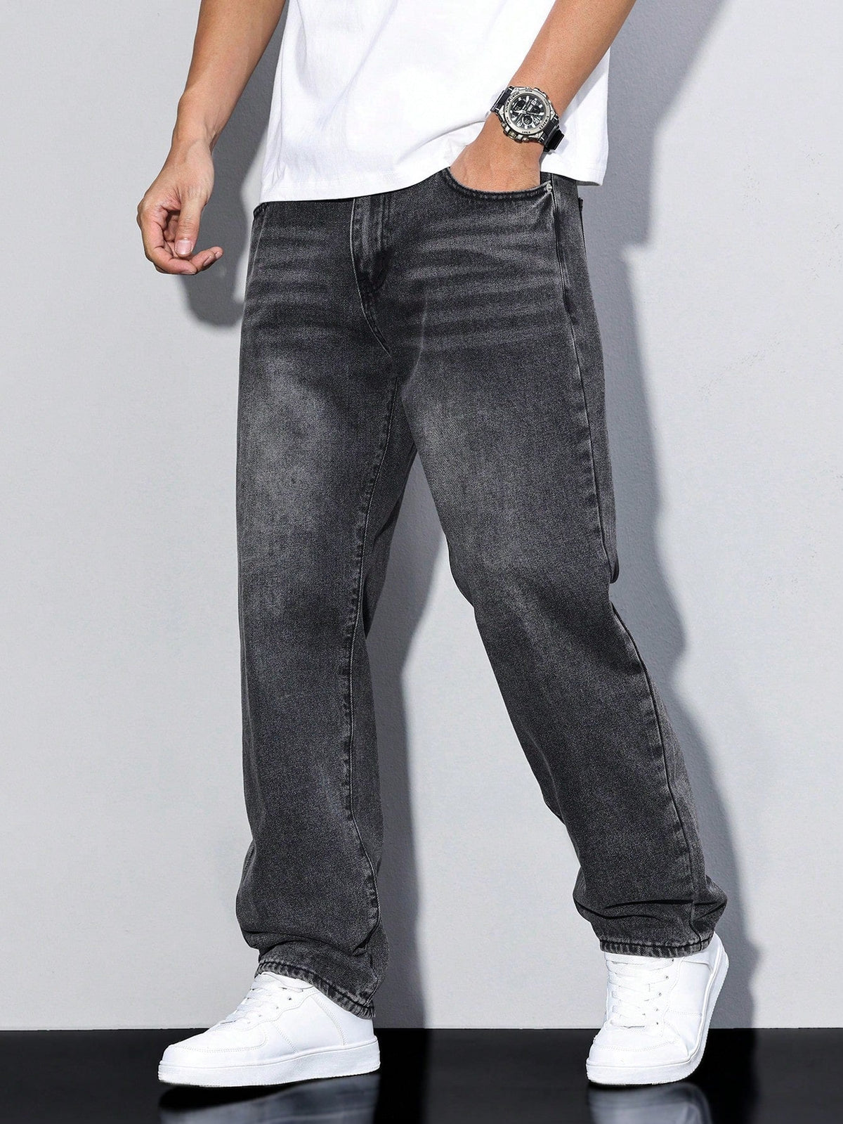 Daan Einfarbige Casual Herren-Jeans