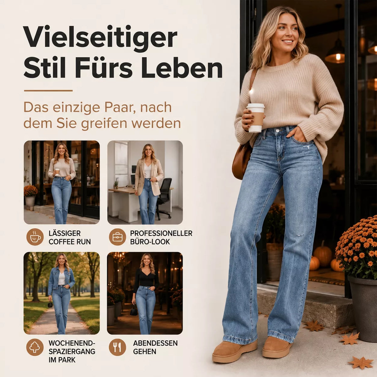 Damen Freizeit-Jeans mit elastischem Hochbund