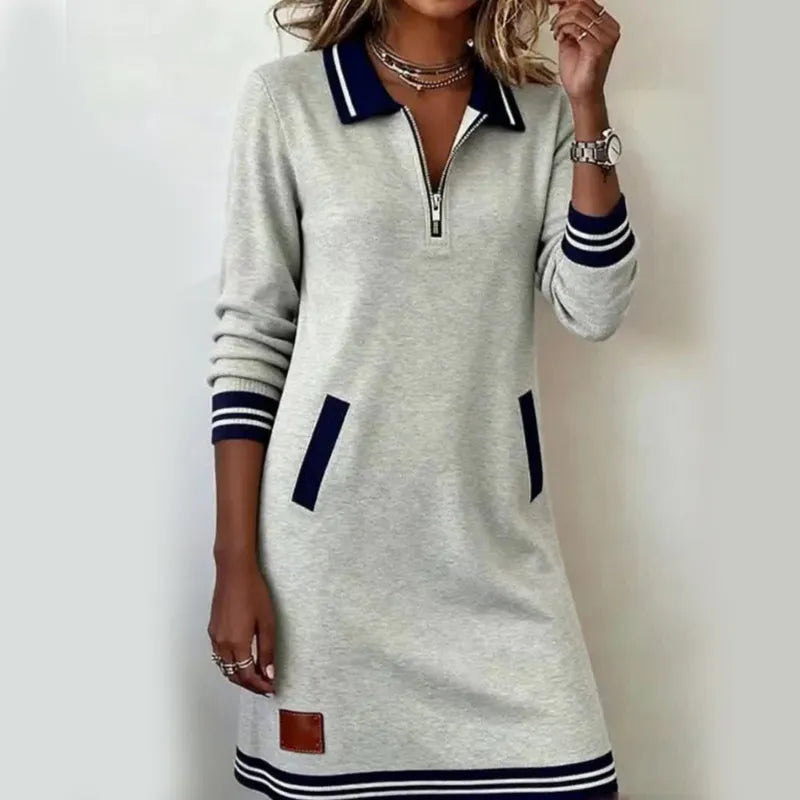 Soft-Touch Quarter-Zip Polo-Kleid