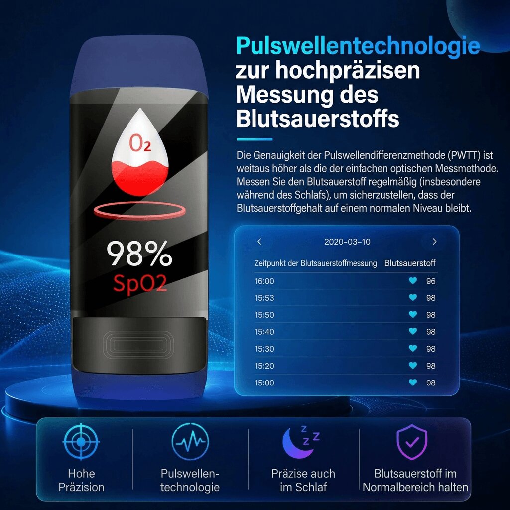 Smartwatch mit Herzfrequenz, Schlaftracking & Schrittzähler