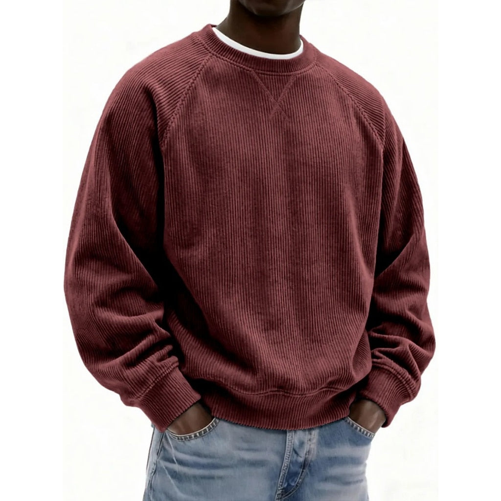 Strukturiertes Cord-Rundhals-Sweatshirt