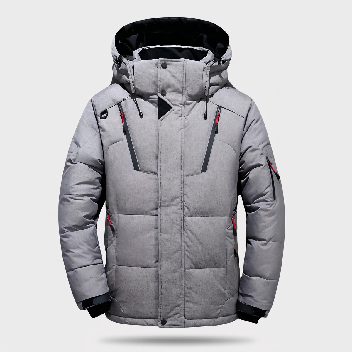 Herren-Pufferjacke - 7-Taschen-Daunenjacke mit Kapuze für den Winter