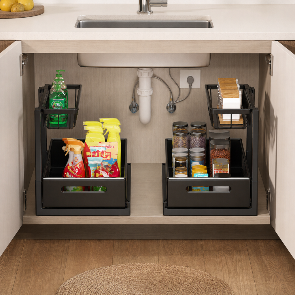 2-stufiger ausziehbarer Unterschrank-Organizer