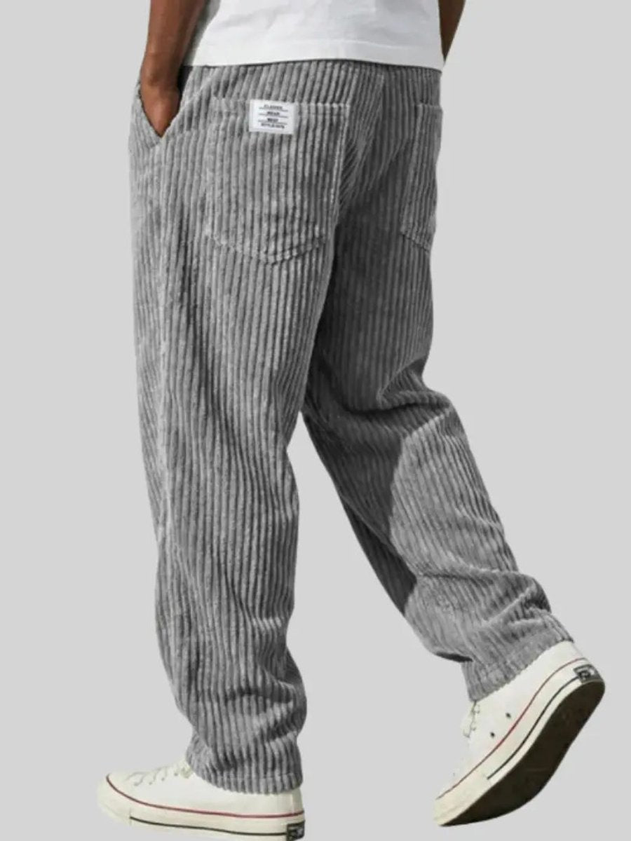 Herren Lockere Cord-Hose mit Elastikbund Gerade Passform