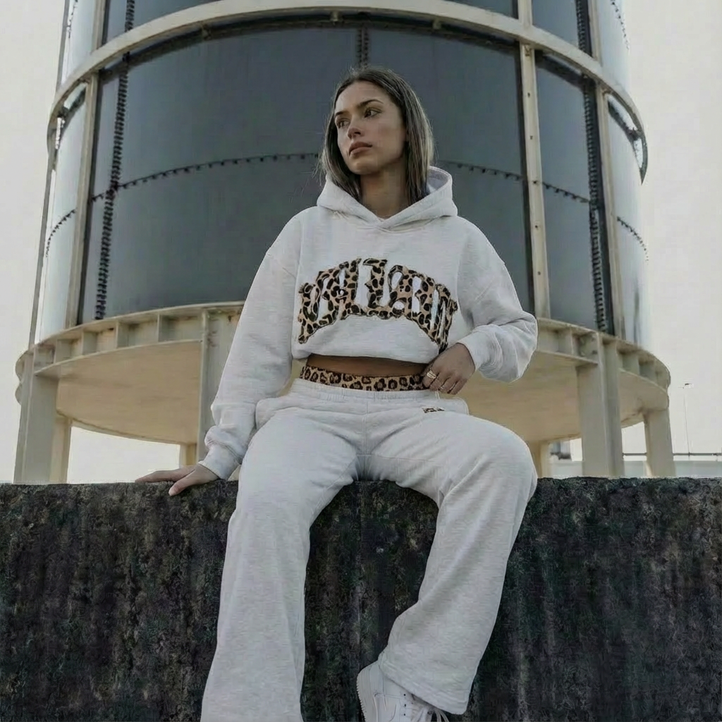 Leopard Lounge Set | Hoodie & Jogginghose mit Leo-Akzent