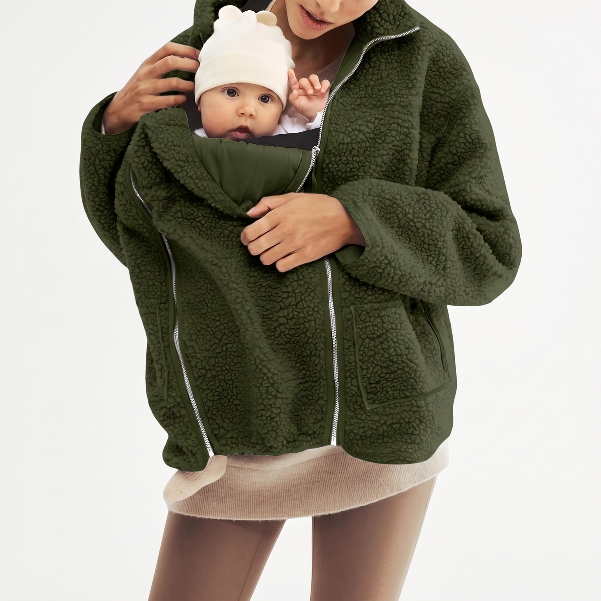 2 in 1 Teddy Schwangerschafts- & Tragejacke