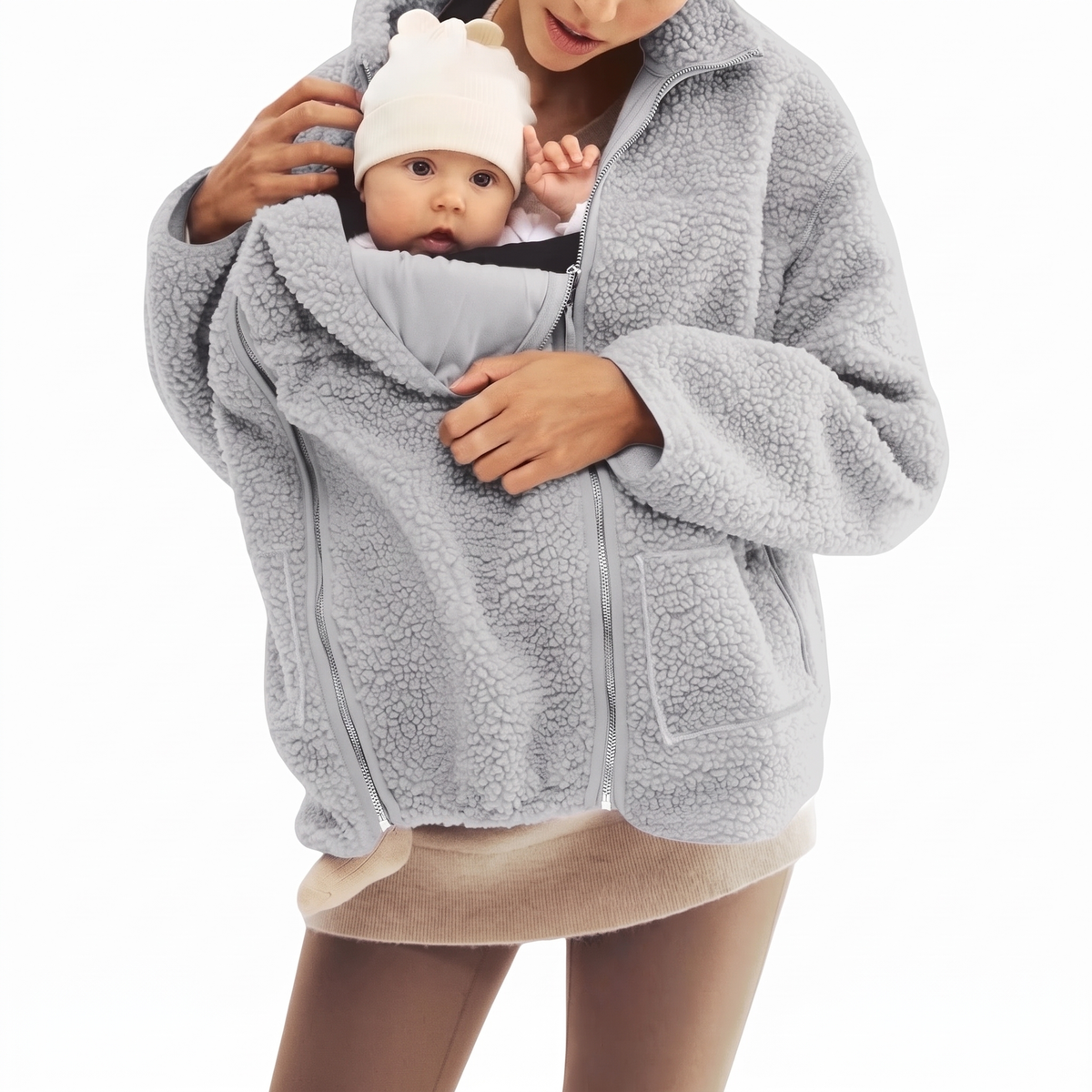 2 in 1 Teddy Schwangerschafts- & Tragejacke