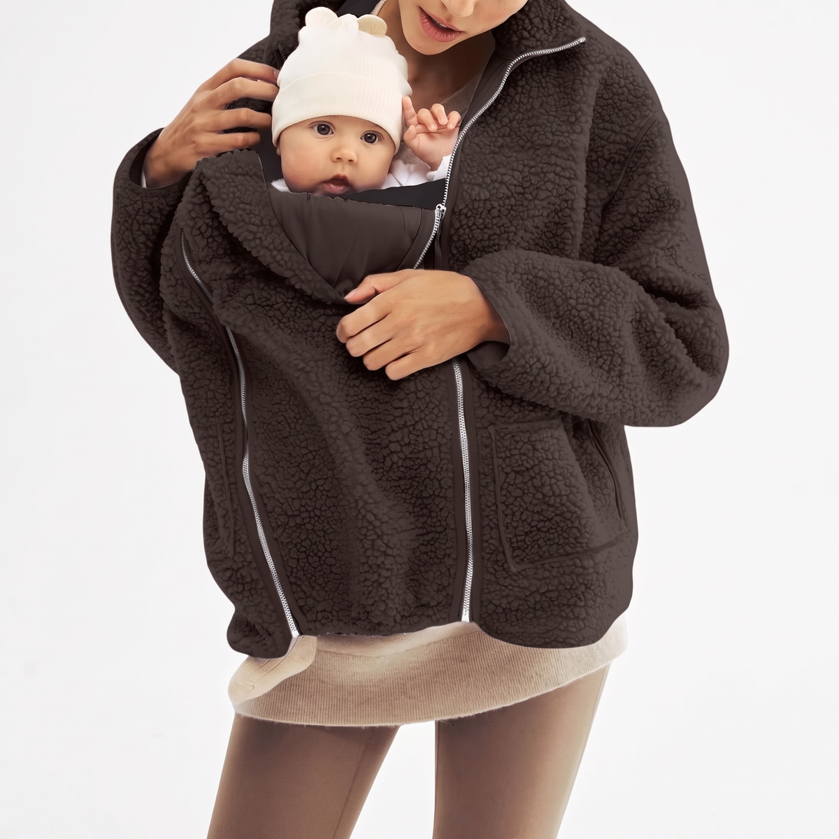 2 in 1 Teddy Schwangerschafts- & Tragejacke