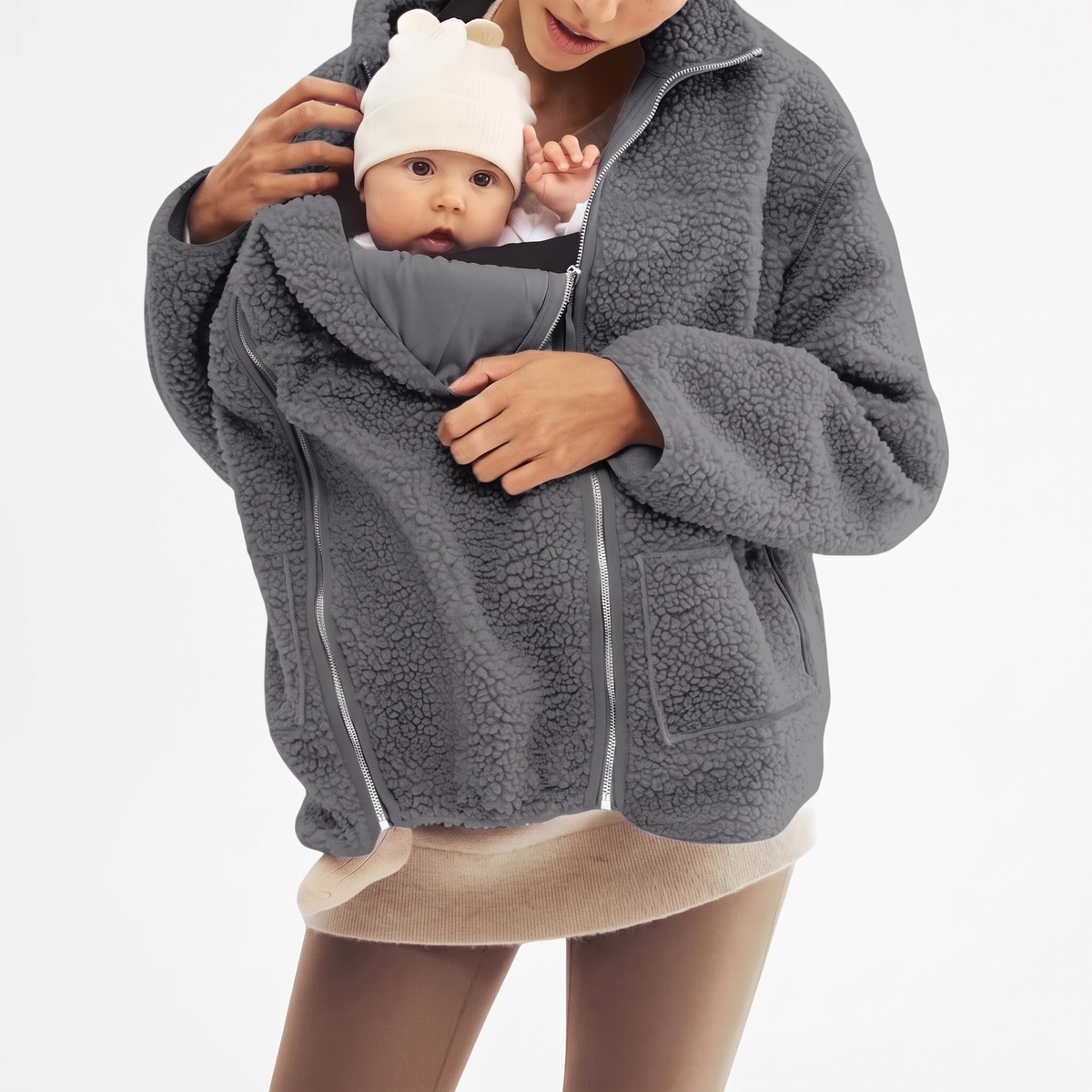 2 in 1 Teddy Schwangerschafts- & Tragejacke
