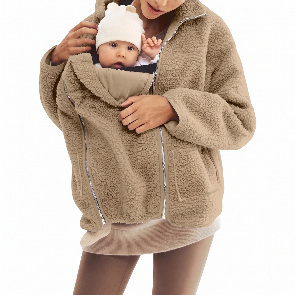 2 in 1 Teddy Schwangerschafts- & Tragejacke
