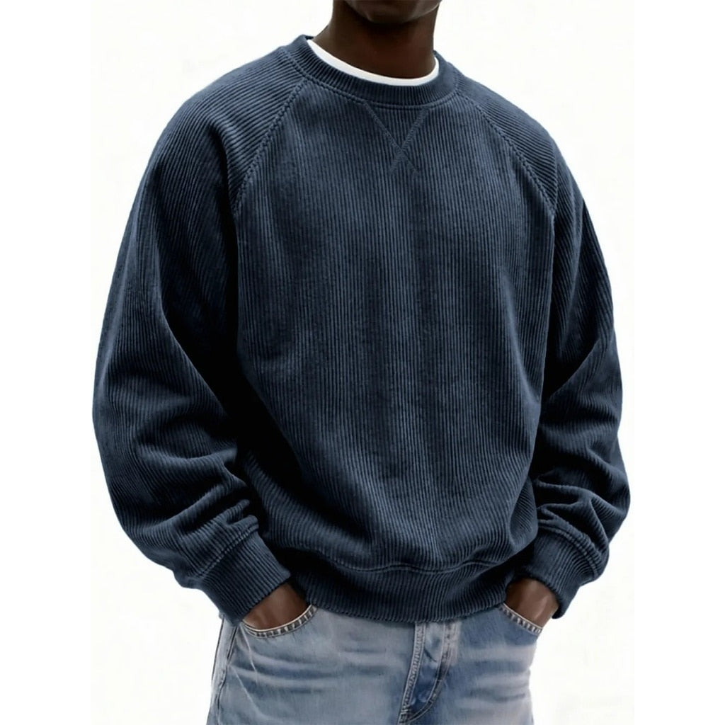 Strukturiertes Cord-Rundhals-Sweatshirt