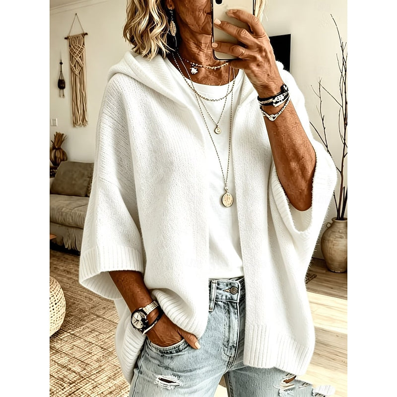 Harriet Gemütliche Kapuzen-Strickjacke mit offenem Schnitt