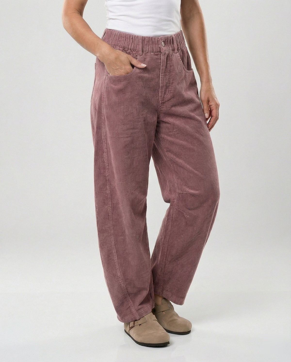Damen Cordhose weit High Waist