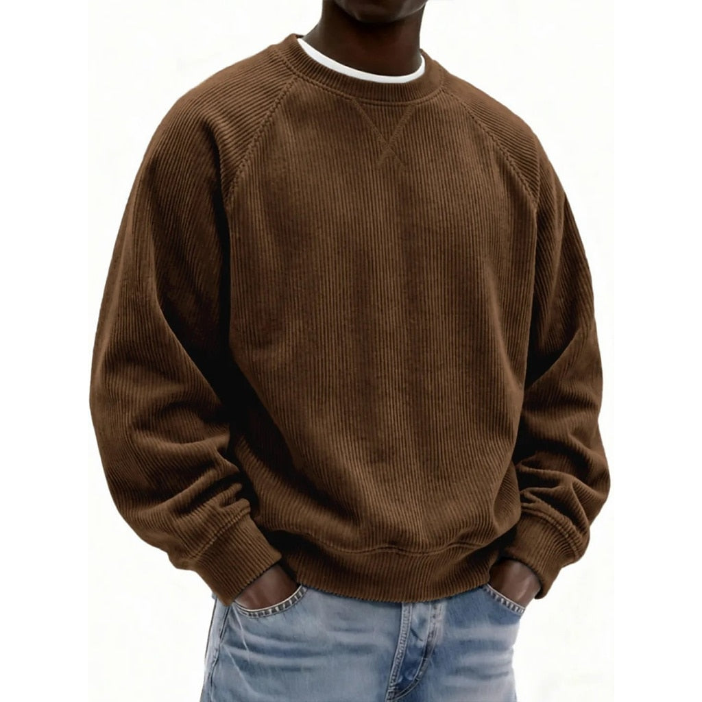 Strukturiertes Cord-Rundhals-Sweatshirt