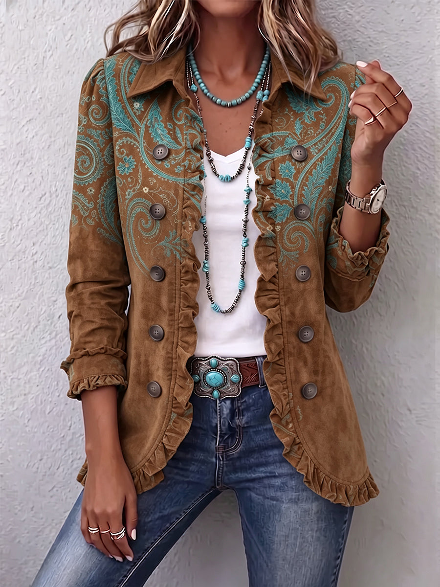 Paisley Print Rüschenjacke