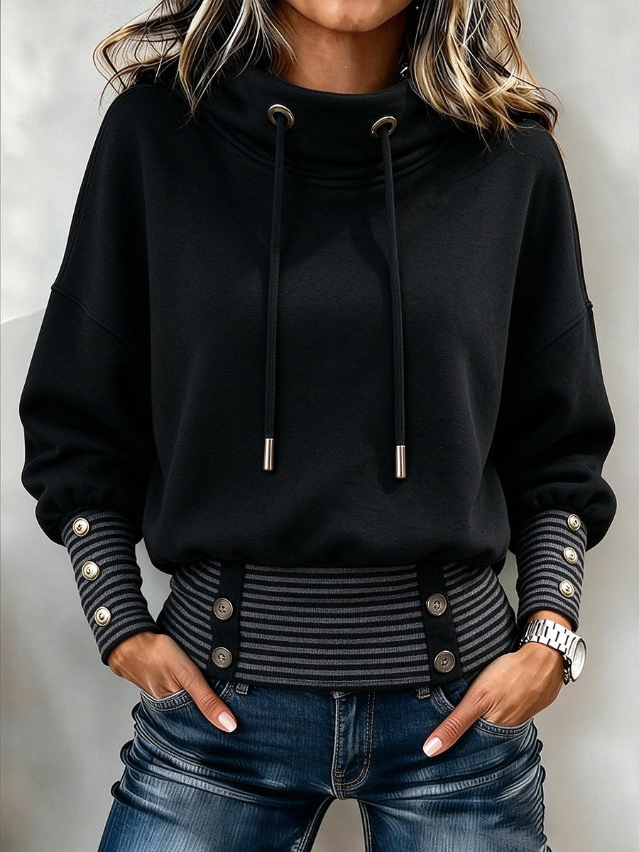 Lässiges Stehkragen-Sweatshirt mit Kordelzug